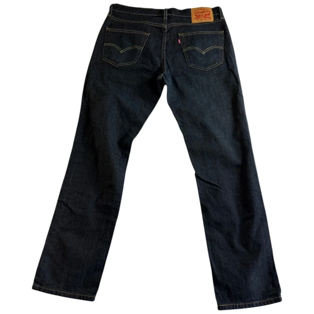 Levi's 514 Jeans Mens 34x32‎ (35x30) Blue Denim Stretch Dark Wash Straight Leg